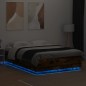 vidaXL Estructura cama con luces LED madera roble ahumado 120x200 cm vidaXL Estructura cama con luces LED madera roble ahumado 120x200 cm