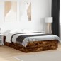 vidaXL Estructura cama con luces LED madera roble ahumado 120x200 cm vidaXL Estructura cama con luces LED madera roble ahumado 120x200 cm