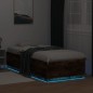 vidaXL Estructura de cama con luces LED madera roble ahumado 90x200 cm vidaXL Estructura de cama con luces LED madera roble ahumado 90x200 cm