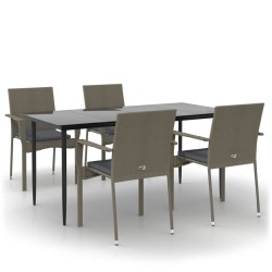 vidaXL Set comedor jardín 5 pzas y cojines ratán sintético negro gris