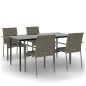vidaXL Set comedor jardín 5 pzas y cojines ratán sintético negro gris vidaXL Set comedor jardín 5 pzas y cojines ratán sintético negro gris