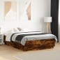 vidaXL Estructura cama con luces LED madera roble ahumado 120x190 cm vidaXL Estructura cama con luces LED madera roble ahumado 120x190 cm