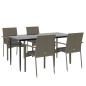 vidaXL Set comedor jardín 5 pzas y cojines ratán sintético negro gris vidaXL Set comedor jardín 5 pzas y cojines ratán sintético negro gris