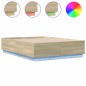 vidaXL Estructura cama con luces LED madera roble Sonoma 140x190 cm