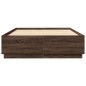 vidaXL Estructura cama con luces LED madera roble marrón 140x200 cm vidaXL Estructura cama con luces LED madera roble marrón 140x200 cm