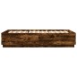 vidaXL Estructura cama con luces LED madera roble ahumado 160x200 cm