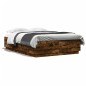 vidaXL Estructura cama con luces LED madera roble ahumado 140x200 cm vidaXL Estructura cama con luces LED madera roble ahumado 140x200 cm