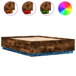 vidaXL Estructura cama con luces LED madera roble ahumado 140x200 cm