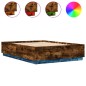 vidaXL Estructura cama con luces LED madera roble ahumado 140x200 cm vidaXL Estructura cama con luces LED madera roble ahumado 140x200 cm