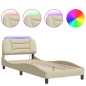 vidaXL Estructura de cama con luces LED tela crema 90x200 cm vidaXL Estructura de cama con luces LED tela crema 90x200 cm