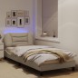 vidaXL Estructura de cama con luces LED tela crema 90x200 cm vidaXL Estructura de cama con luces LED tela crema 90x200 cm