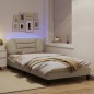 vidaXL Estructura de cama con luces LED tela crema 100x200 cm vidaXL Estructura de cama con luces LED tela crema 100x200 cm