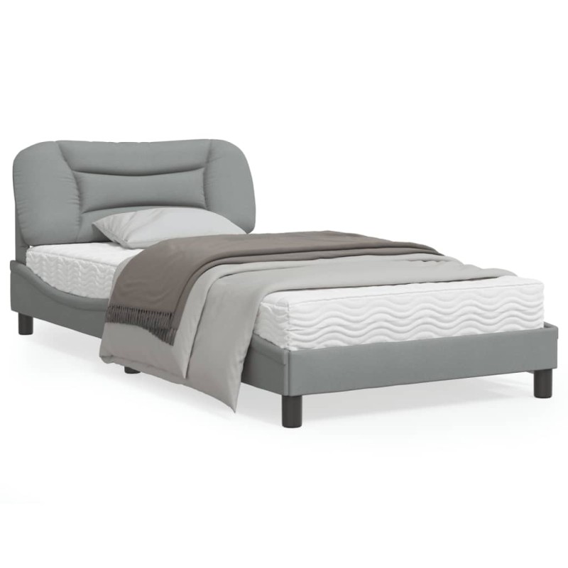 vidaXL Estructura de cama con luces LED tela gris claro 100x200 cm