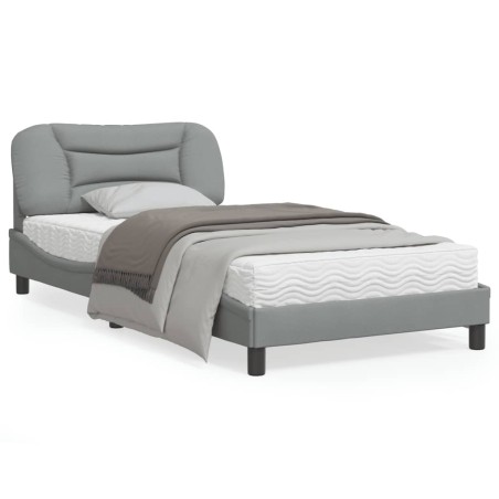 vidaXL Estructura de cama con luces LED tela gris claro 100x200 cm