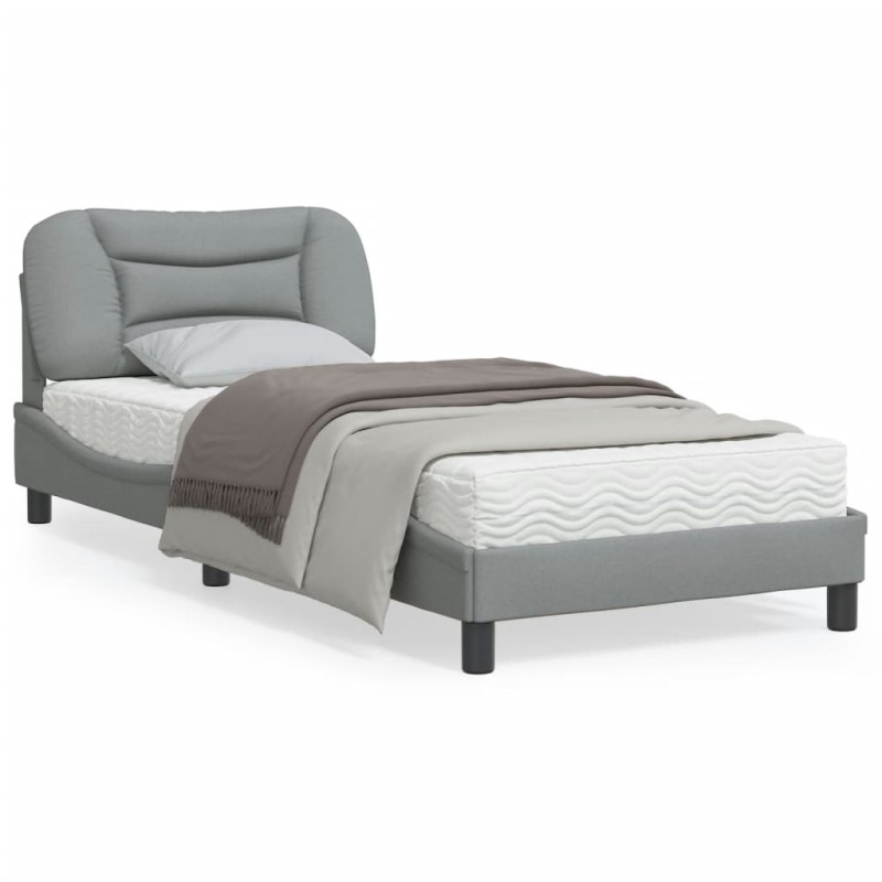 vidaXL Estructura de cama con luces LED tela gris claro 90x190 cm