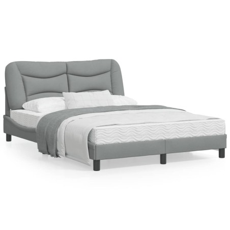 vidaXL Estructura de cama con luces LED tela gris claro 140x190 cm