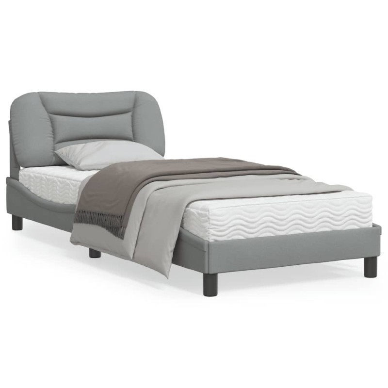 vidaXL Estructura de cama con luces LED tela gris claro 90x200 cm