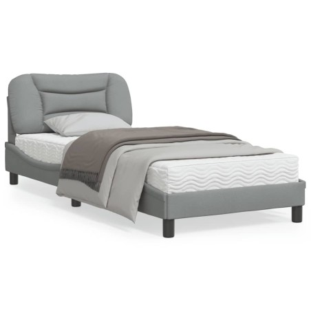 vidaXL Estructura de cama con luces LED tela gris claro 90x200 cm