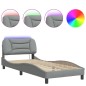 vidaXL Estructura de cama con luces LED tela gris claro 90x200 cm