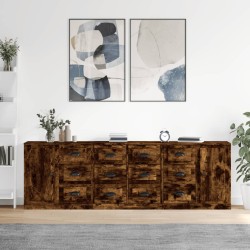 vidaXL Aparadores 3 piezas madera contrachapada roble ahumado
