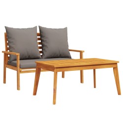 vidaXL Set de muebles de jardín con cojines madera maciza acacia