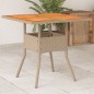 vidaXL Mesa de jardín ratán sintético madera acacia beige 80x80x75 cm vidaXL Mesa de jardín ratán sintético madera acacia beige 80x80x75 cm