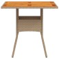 vidaXL Mesa de jardín ratán sintético madera acacia beige 80x80x75 cm vidaXL Mesa de jardín ratán sintético madera acacia beige 80x80x75 cm