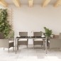 vidaXL Mesa de jardín superficie de vidrio ratán PE gris 150x90x75 cm vidaXL Mesa de jardín superficie de vidrio ratán PE gris 150x90x75 cm