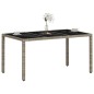 vidaXL Mesa de jardín superficie de vidrio ratán PE gris 150x90x75 cm vidaXL Mesa de jardín superficie de vidrio ratán PE gris 150x90x75 cm