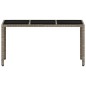 vidaXL Mesa de jardín superficie de vidrio ratán PE gris 150x90x75 cm vidaXL Mesa de jardín superficie de vidrio ratán PE gris 150x90x75 cm