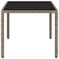 vidaXL Mesa de jardín superficie de vidrio ratán PE gris 150x90x75 cm vidaXL Mesa de jardín superficie de vidrio ratán PE gris 150x90x75 cm