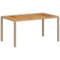 vidaXL Mesa de jardín ratán PE y madera acacia beige 150x90x75 cm vidaXL Mesa de jardín ratán PE y madera acacia beige 150x90x75 cm