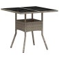 vidaXL Mesa de jardín superficie de vidrio y ratán PE gris 80x80x75 cm vidaXL Mesa de jardín superficie de vidrio y ratán PE gris 80x80x75 cm