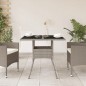 vidaXL Mesa de jardín superficie de vidrio y ratán PE gris 80x80x75 cm vidaXL Mesa de jardín superficie de vidrio y ratán PE gris 80x80x75 cm