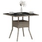 vidaXL Mesa de jardín superficie de vidrio y ratán PE gris 80x80x75 cm vidaXL Mesa de jardín superficie de vidrio y ratán PE gris 80x80x75 cm