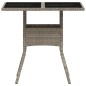 vidaXL Mesa de jardín superficie de vidrio y ratán PE gris 80x80x75 cm vidaXL Mesa de jardín superficie de vidrio y ratán PE gris 80x80x75 cm