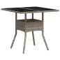 vidaXL Mesa de jardín superficie de vidrio y ratán PE gris 80x80x75 cm vidaXL Mesa de jardín superficie de vidrio y ratán PE gris 80x80x75 cm