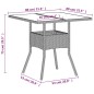 vidaXL Mesa de jardín superficie de vidrio y ratán PE gris 80x80x75 cm vidaXL Mesa de jardín superficie de vidrio y ratán PE gris 80x80x75 cm