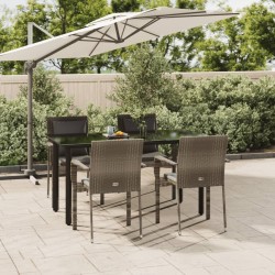 vidaXL Set comedor jardín 5 pzas y cojines ratán sintético negro gris