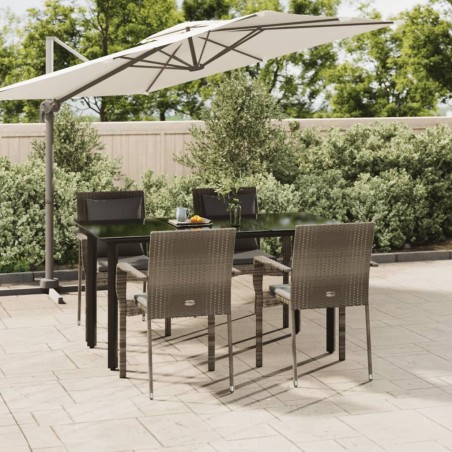 vidaXL Set comedor jardín 5 pzas y cojines ratán sintético negro gris