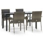 vidaXL Set comedor jardín 5 pzas y cojines ratán sintético negro gris vidaXL Set comedor jardín 5 pzas y cojines ratán sintético negro gris
