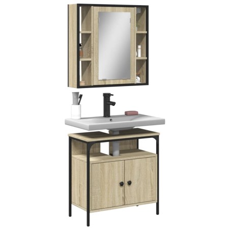 vidaXL Set de muebles de baño 2 pzas madera contrachapada roble Sonoma