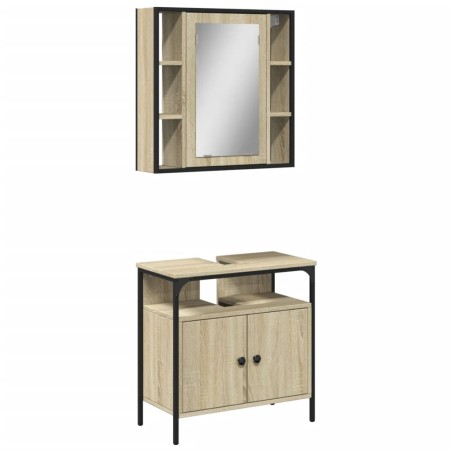 vidaXL Set de muebles de baño 2 pzas madera contrachapada roble Sonoma