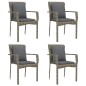 vidaXL Set comedor jardín 5 pzas y cojines ratán sintético negro gris vidaXL Set comedor jardín 5 pzas y cojines ratán sintético negro gris