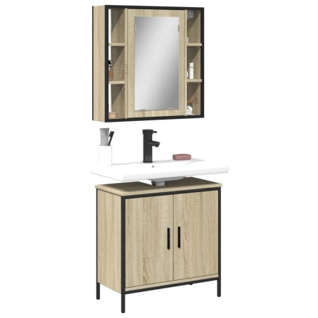 vidaXL Set de muebles de baño 2 pzas madera contrachapada roble Sonoma
