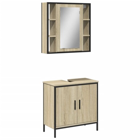 vidaXL Set de muebles de baño 2 pzas madera contrachapada roble Sonoma