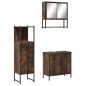 vidaXL Set de muebles baño 3 pzas madera contrachapada roble ahumado