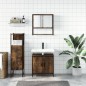vidaXL Set de muebles baño 3 pzas madera contrachapada roble ahumado