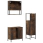 vidaXL Set de muebles baño 3 pzas madera contrachapada roble ahumado
