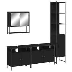 vidaXL Juego de muebles de baño 4 pzas madera contrachapada negro